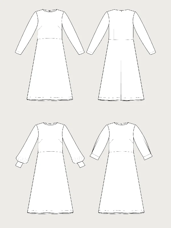 MULTI SLEEVE MIDI DRESS PATTERN Casual Midi Outfit