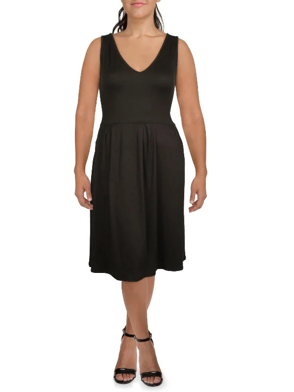 Plus Womens Sleeveless Calf Midi Dress Classic Midi Skirt