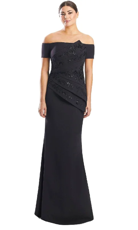 Alexander by Daymor 1753S23 - Pleated Detail Embroidered Evening Gown Office unclassified dresses