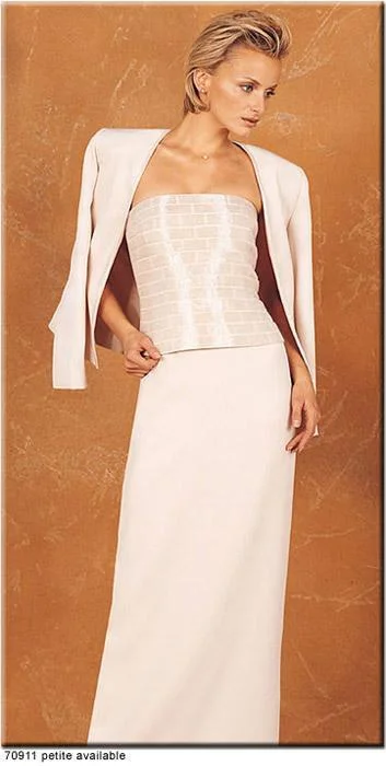 Alexander by Daymor Three Piece Straight Across Pleated Column Dress 911 Designer unclassified dresses