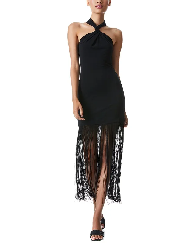 alice + olivia Steph Twist Neck Fringe Dress Luxury unclassified dresses