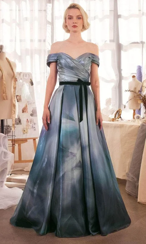 Andrea and Leo A1431 - Off Shoulder Printed Evening Gown A-line unclassified dresses Andrea and Leo A1431 - Off Shoulder Printed Evening Gown A-line unclassified dresses