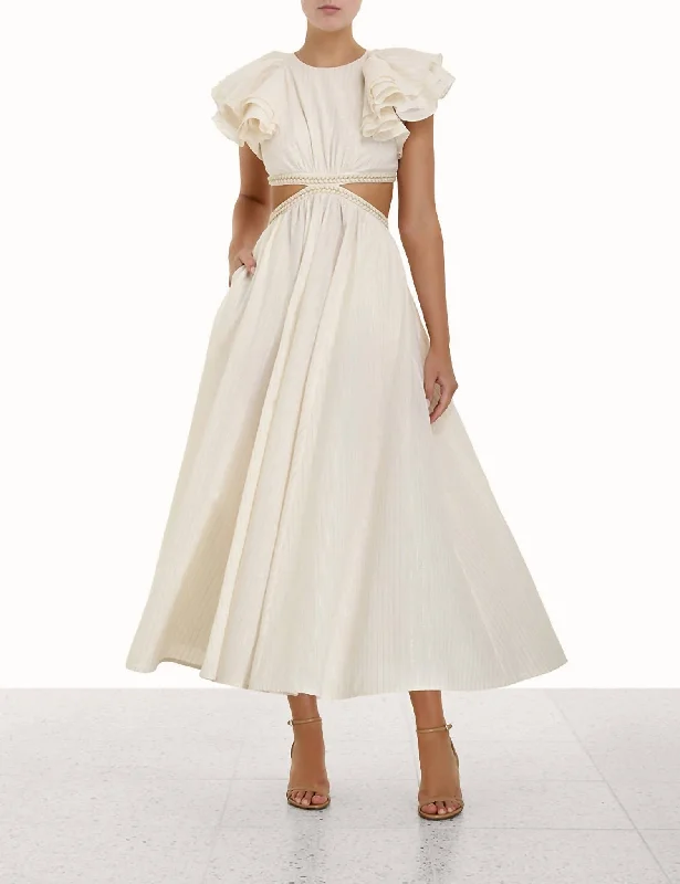 Anneke Cut Out Ruffle Dress In Ivory Graduation unclassified dresses