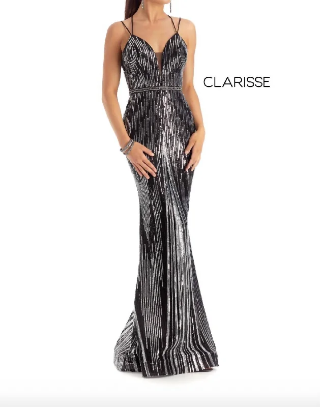Black And Silver Evening Gown in Black And Silver A-line unclassified dresses