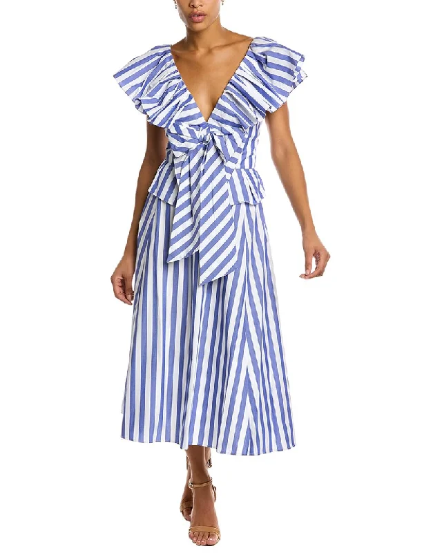 Carolina Herrera Dramatic Wing Ruffle Neckline Dress Beaded unclassified dresses