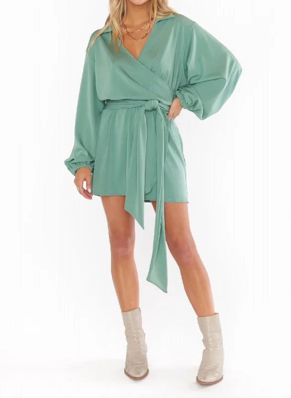 Chloe Collared Dress in Sage Slinky Stretch Long unclassified dresses