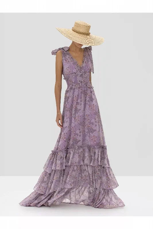 Clemence Dress in Purple Bouquet Travel unclassified dresses