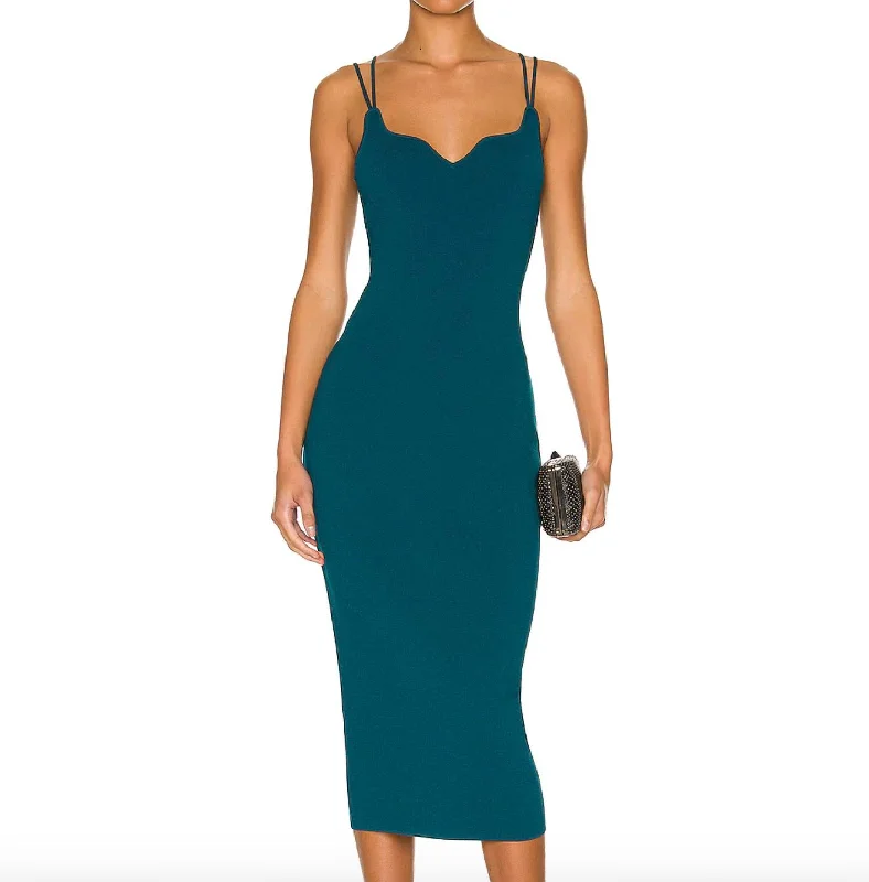 Double Strap Curved Knit Dress in Peacock Plus size unclassified dresses