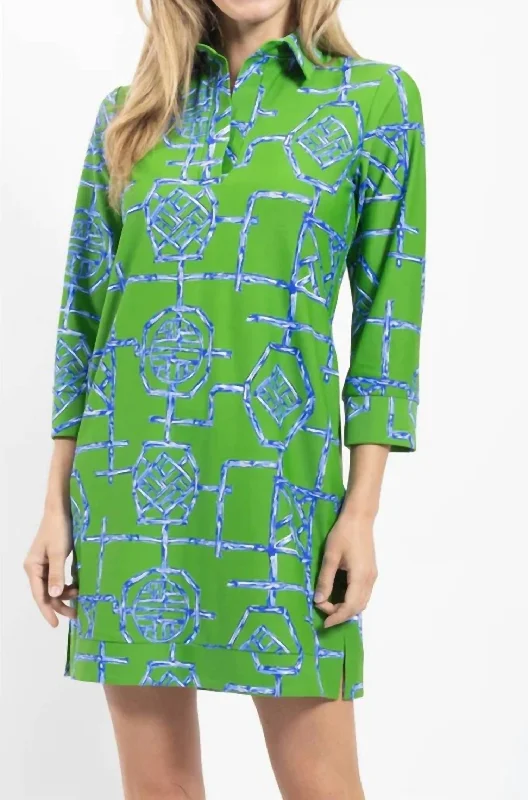 Finley Bamboo Lattice Dress In Grass Green Lightweight unclassified dresses