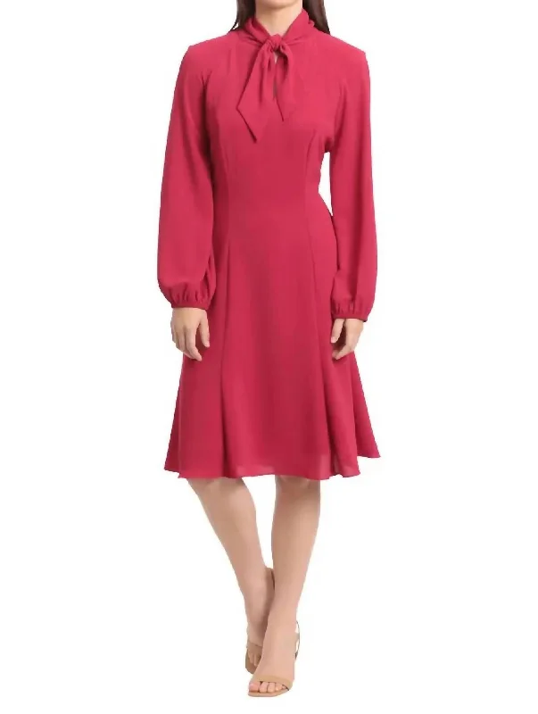 Fit And Flare Dress in Persian Red Satin unclassified dresses