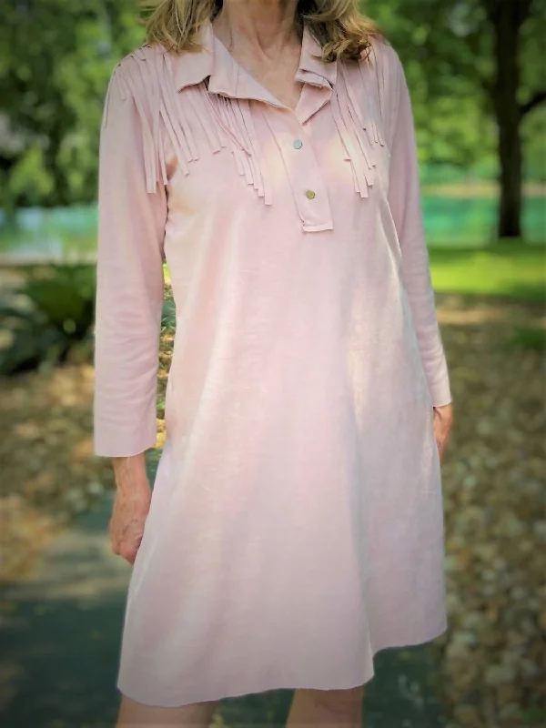 Fringe Suede Sheath Dress in Pink Y2K unclassified dresses