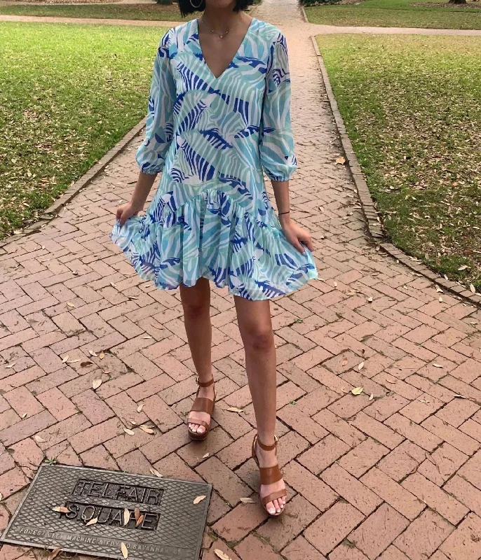 Gala Dress in Blue Sabana Print Neutral tone unclassified dresses
