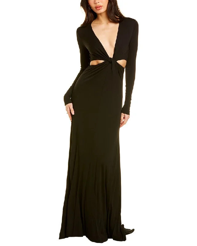 Halston Andie Matte Jersey Twist Gown Striped unclassified dresses