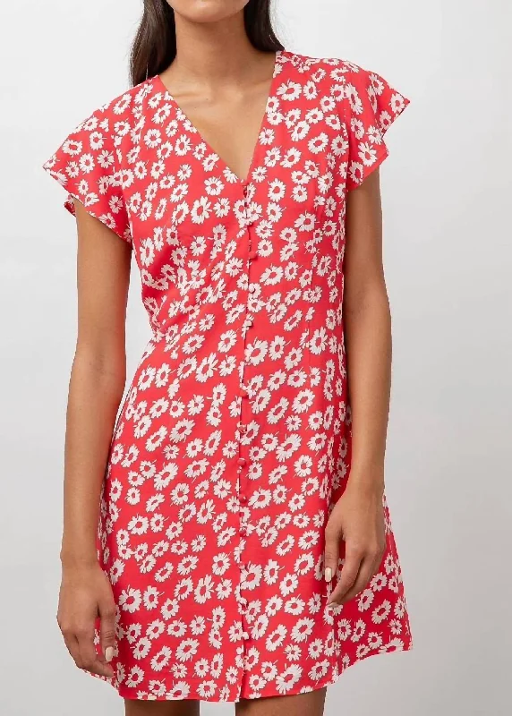 Helena Daisies Dress in Cardinal Cotton unclassified dresses