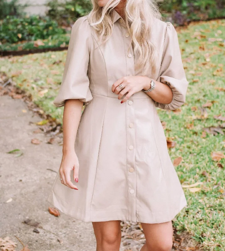 Ines Leather Dress in Beige Cotton unclassified dresses