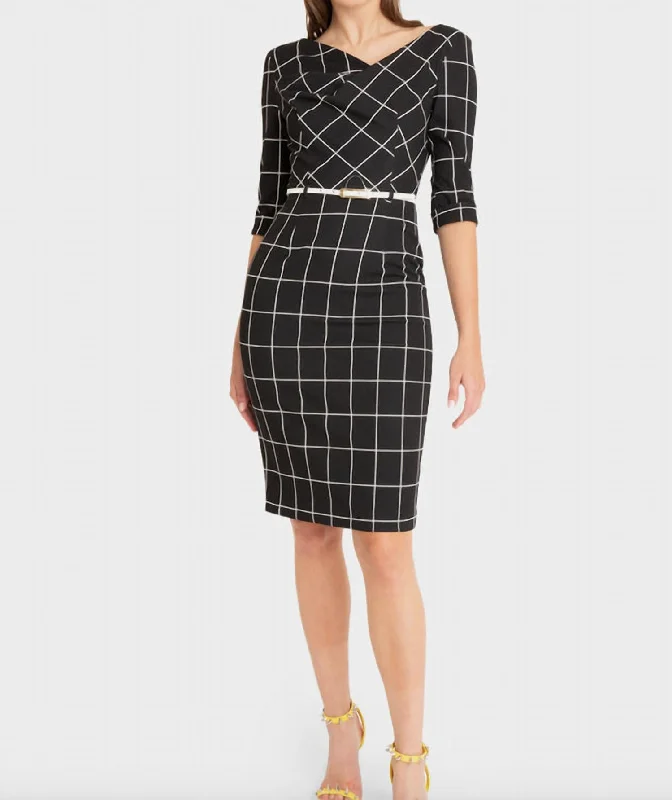 Jackie O Dress in Black/Ivory Striped unclassified dresses