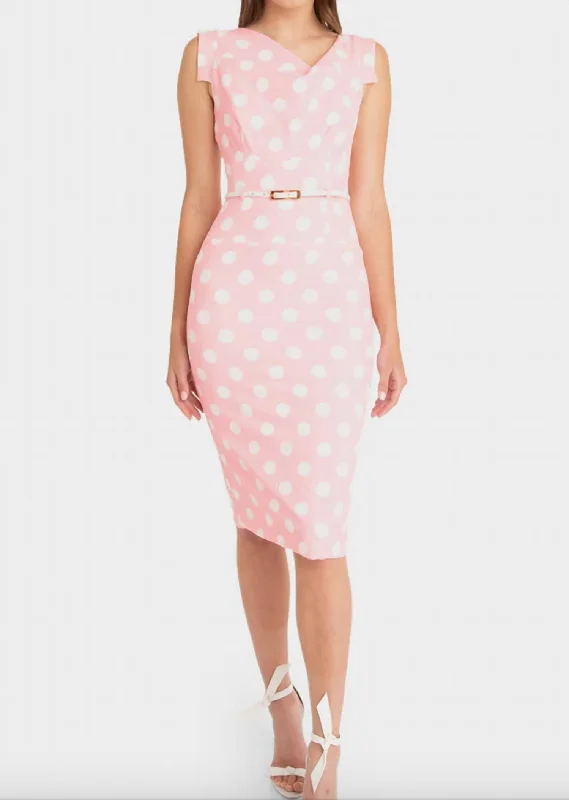 Jackie O Dress in Pink/White Knitted unclassified dresses