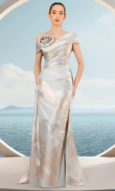 Janique 2515 - Rosette Accent Evening Dress Boho unclassified dresses