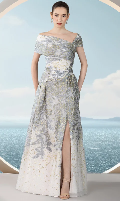 Janique 351019 - Asymmetrical Neck Evening Dress Ruffled unclassified dresses