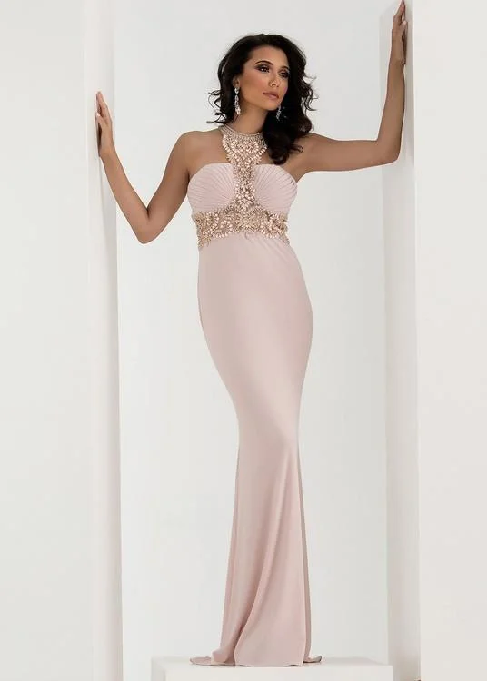 Jasz Couture 5799 Beaded Halter Dress Petite unclassified dresses