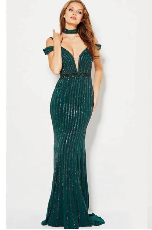 Jovani 56004 Stripe Beaded Off-Shoulder Gown - 1 pc Green/Green in size 2 Available Popular unclassified dresses Jovani 56004 Stripe Beaded Off-Shoulder Gown - 1 pc Green/Green in size 2 Available Popular unclassified dresses