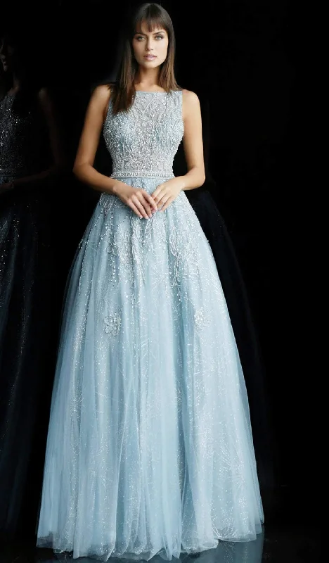 Jovani - Foliage Embellished Bateau Ballgown 62147 - 1 pc Light Blue In Size 12 Available Off-shoulder unclassified dresses Jovani - Foliage Embellished Bateau Ballgown 62147 - 1 pc Light Blue In Size 12 Available Off-shoulder unclassified dresses