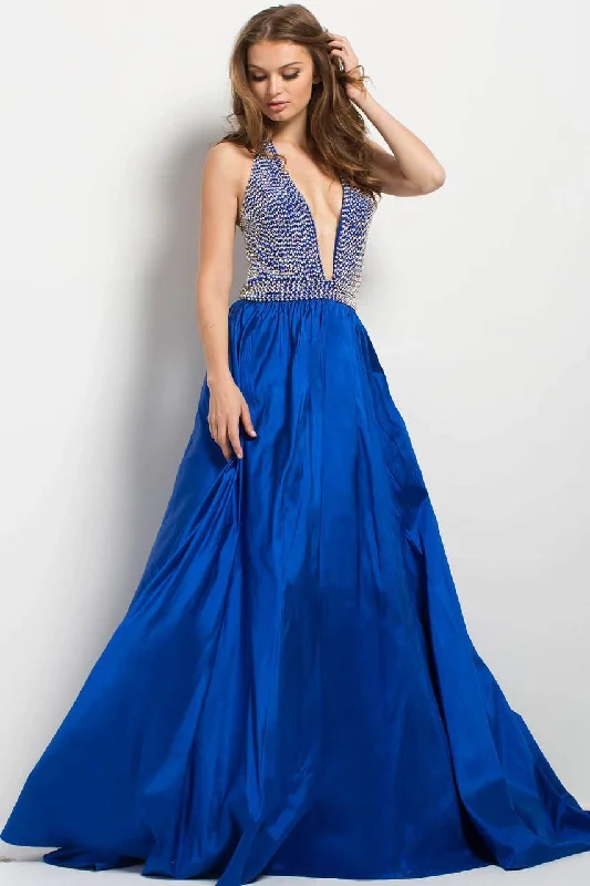 Jovani Plunging Crystal Crusted Evening Gown 45031 - 1 pc Royal In Size 4 Available Pastel unclassified dresses Jovani Plunging Crystal Crusted Evening Gown 45031 - 1 pc Royal In Size 4 Available Pastel unclassified dresses