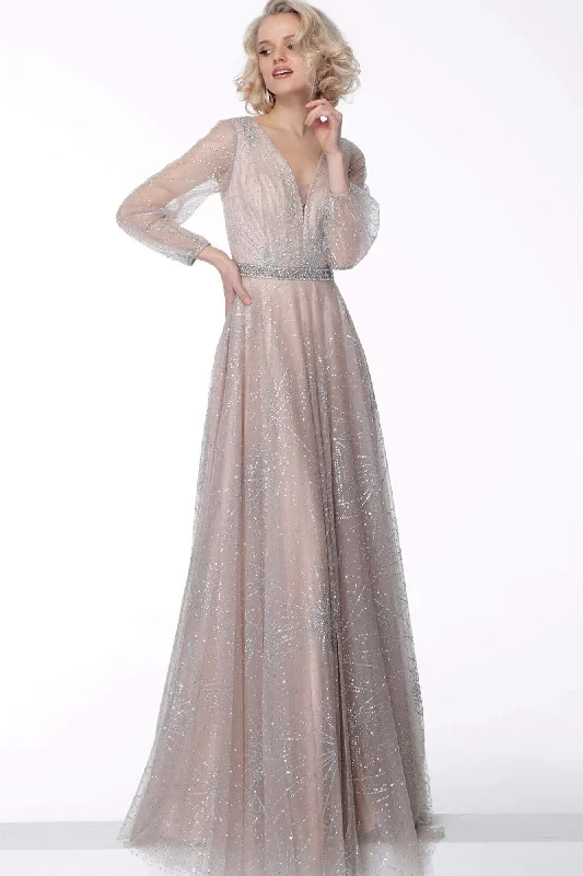 Jovani - Sheer Glittered V-Neck A-Line Dress 65658SC Anniversary unclassified dresses Jovani - Sheer Glittered V-Neck A-Line Dress 65658SC Anniversary unclassified dresses
