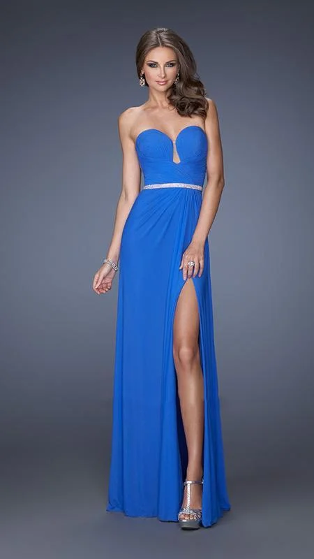 La Femme 19671 Strapless Fitted Sheath Gown with Slit Flowy unclassified dresses
