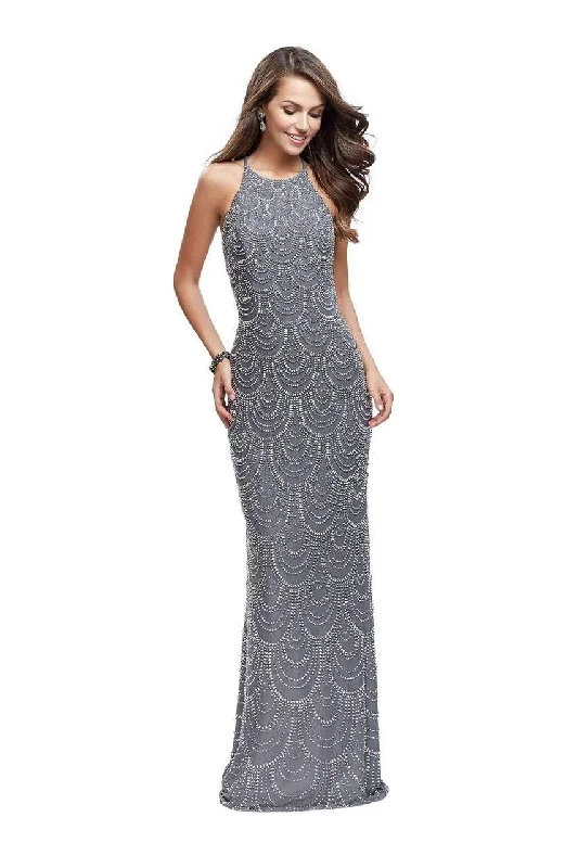 La Femme Halter Neck Scallop Embellished Sheath Gown 26030 Women's unclassified dresses La Femme Halter Neck Scallop Embellished Sheath Gown 26030 Women's unclassified dresses