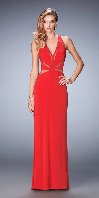 La Femme Jersey V-neck Sheath Dress 22276 Corset unclassified dresses