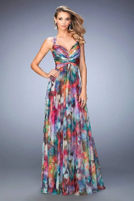 La Femme - Ruched Aquarelle Print Evening Gown 22355 - 1 pc Multi In Size 4 Available Polka dot unclassified dresses La Femme - Ruched Aquarelle Print Evening Gown 22355 - 1 pc Multi In Size 4 Available Polka dot unclassified dresses