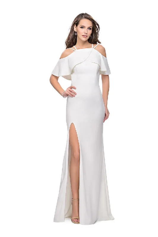 La Femme Ruffled Off Shoulder Jersey Dress 25556 Plus size unclassified dresses