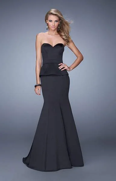 La Femme - Strapless Peplum Mermaid Gown 21380 - 1 pc Black In Size 6 Available Polka dot unclassified dresses La Femme - Strapless Peplum Mermaid Gown 21380 - 1 pc Black In Size 6 Available Polka dot unclassified dresses