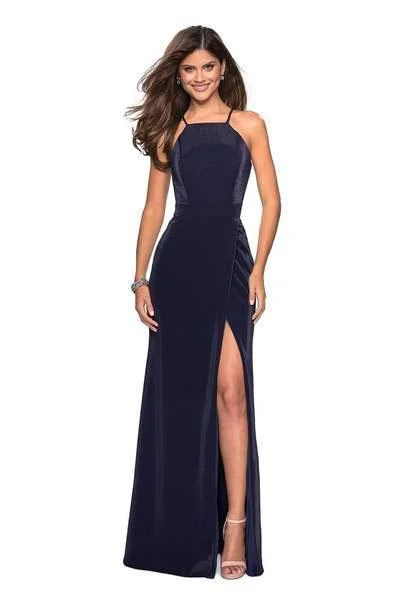 La Femme - Strappy Fitted Halter Gown with Slit 26962 - 1 pc Navy In Size 10 Available Casual unclassified dresses La Femme - Strappy Fitted Halter Gown with Slit 26962 - 1 pc Navy In Size 10 Available Casual unclassified dresses