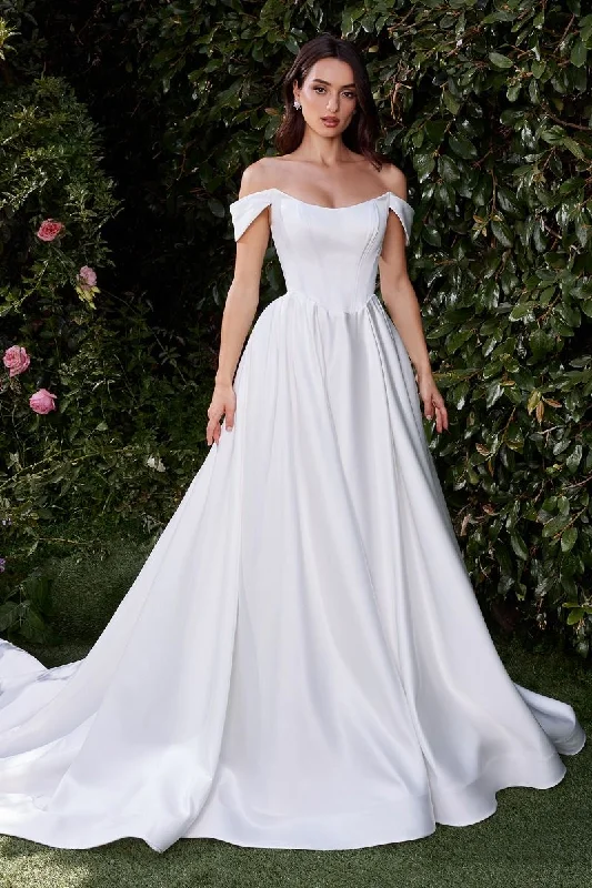 Ladivine Bridal CDS513W - Off-Shoulder Basque Ballgown Knitted unclassified dresses
