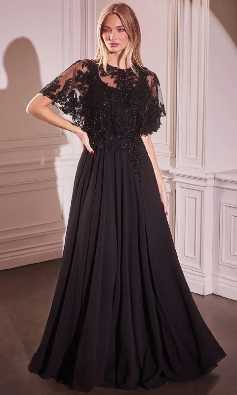 Ladivine CDS503 - Applique Cape Evening Gown Best-selling unclassified dresses