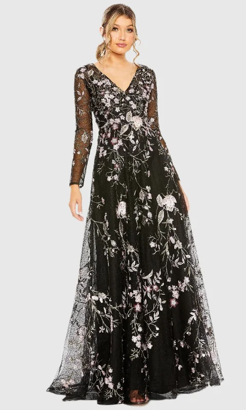 Mac Duggal 20480 - Embroidered Sheer Sleeve Evening Dress Y2K unclassified dresses