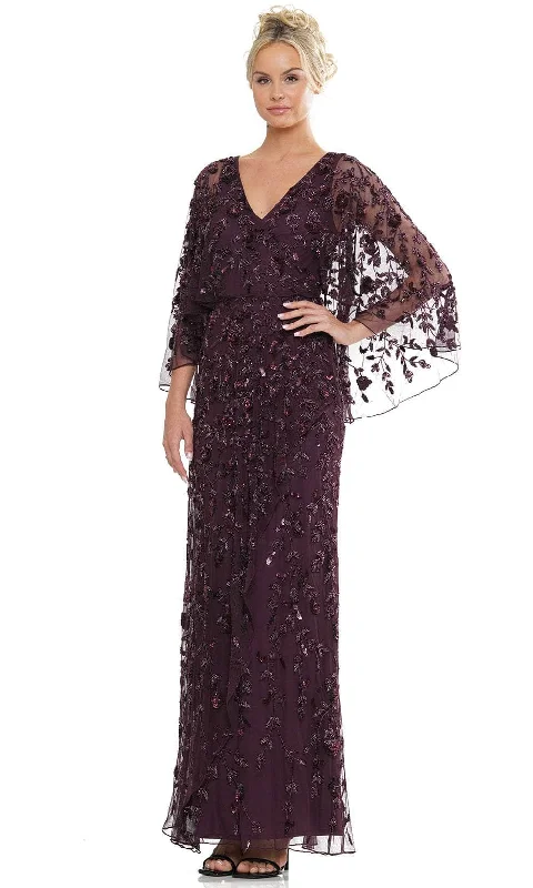 Marsoni by Colors MV1282 - Illusion Cape Leaf Appliqued Formal Gown Pastel unclassified dresses Marsoni by Colors MV1282 - Illusion Cape Leaf Appliqued Formal Gown Pastel unclassified dresses