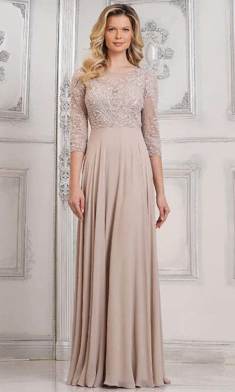 Marsoni by Colors MV1322 - Embroidered Quarter Sleeve Formal Dress Metallic unclassified dresses Marsoni by Colors MV1322 - Embroidered Quarter Sleeve Formal Dress Metallic unclassified dresses