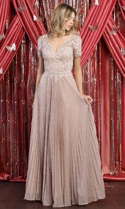 May Queen MQ1902B - - Modest Scallop Pleated A-Line Gown Wrap unclassified dresses