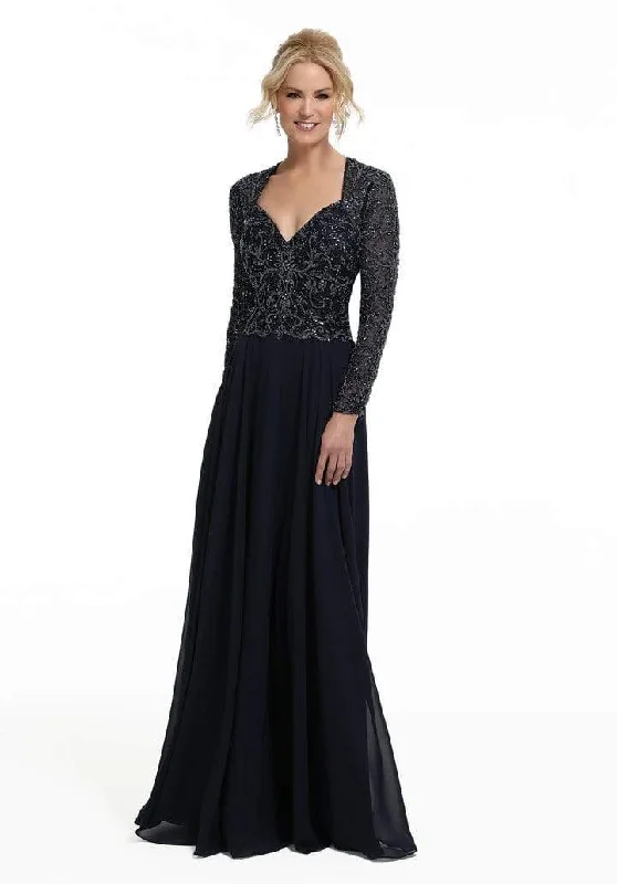 MGNY By Mori Lee - Beaded Embroidered Queen Anne Gown 72034SC Denim unclassified dresses