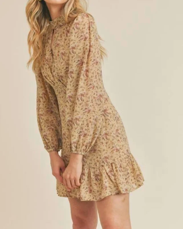 Mock Neck Dress in Multi Long sleeve unclassified dresses