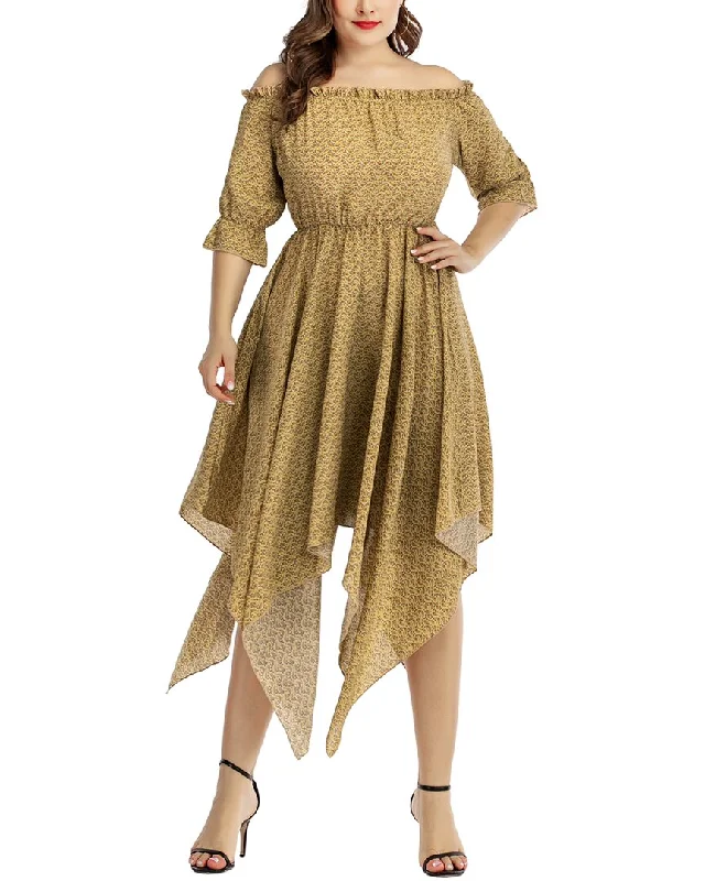 Nino Balcutti Plus Off The Shoulder Mid Dress Soft fabric unclassified dresses