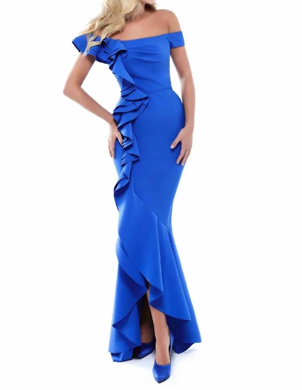 Off Shoulder Dress With Mermaid Bottom in Royal Corset unclassified dresses