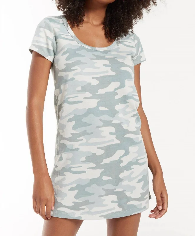Payton  Tee Dress In Grey Camo A-line unclassified dresses