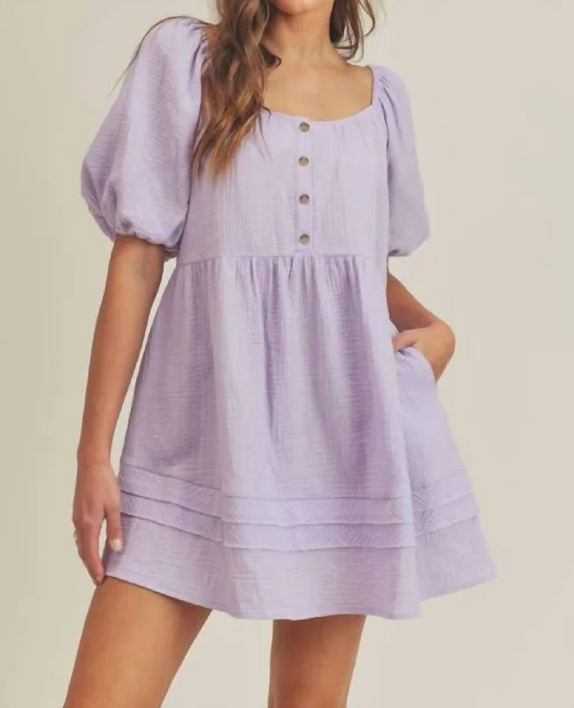 Puff Sleeve Dress in Lilac Chic unclassified dresses