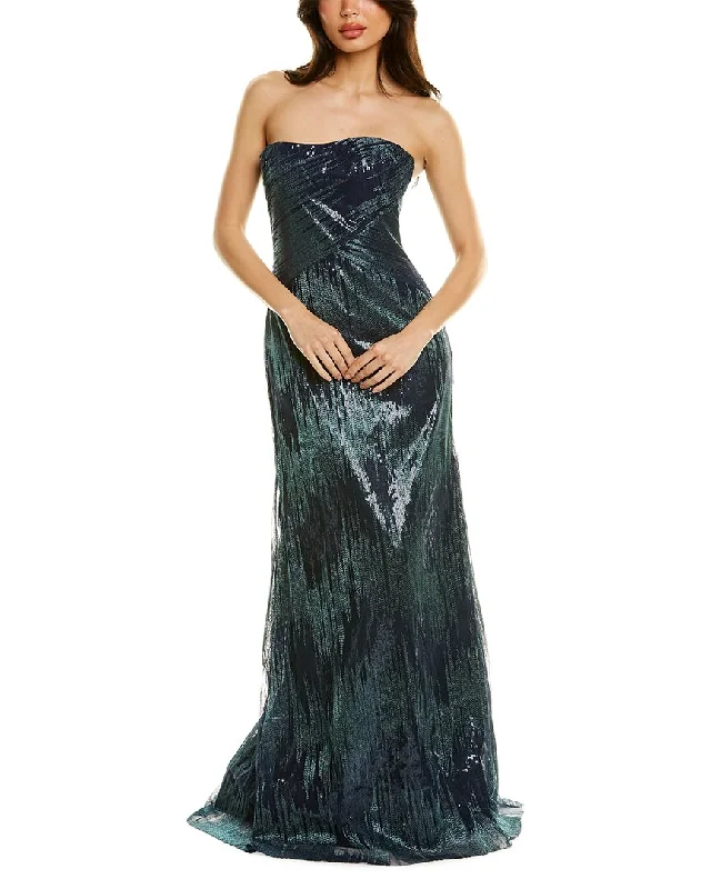 Rene Ruiz Strapless Embroidered Fit & Flare Gown Cotton unclassified dresses