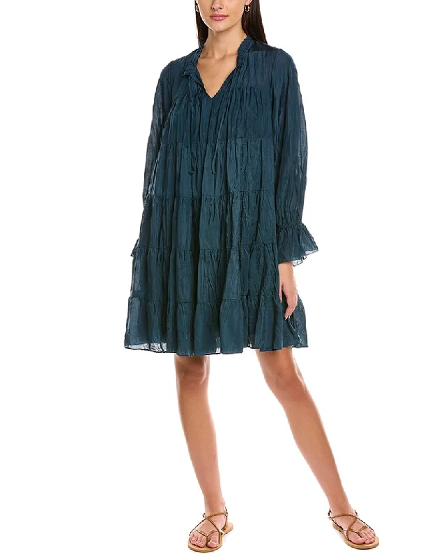 Sea NY Tiered Linen-Blend A-Line Dress Preppy unclassified dresses