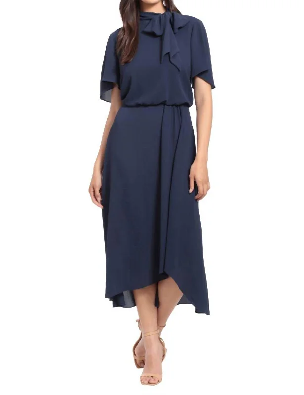 Side Tie Flutter Sleeve Dress in Navy Street style unclassified dresses